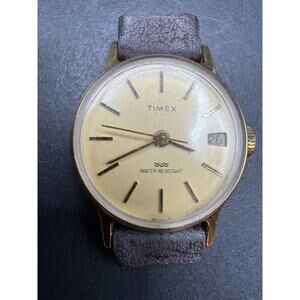 Vintage Timex Women's Gold Tone Date Watch Analog Water Resistant No Band 24mm